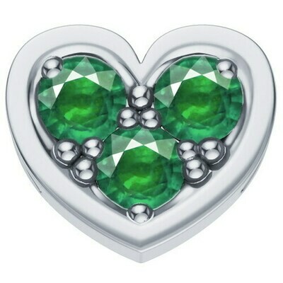 Cuore reverso oro bianco 18 kt con smeraldi