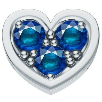 Cuore reverso oro bianco brunito 18 kt con zaffiri