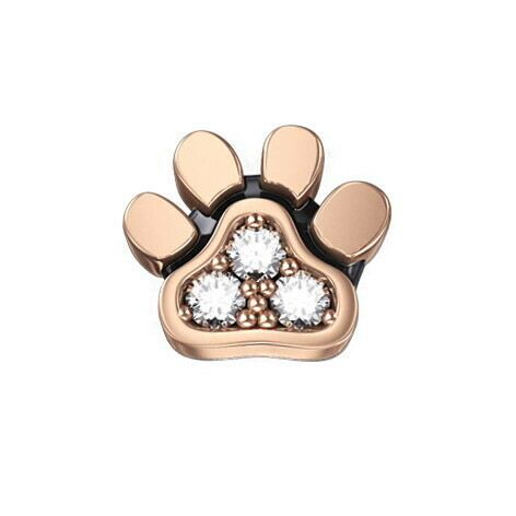 Zampa cane oro rosa 18 kt con pavè