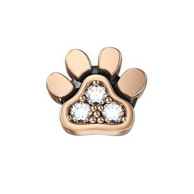 Zampa cane oro rosa 18 kt con pavè