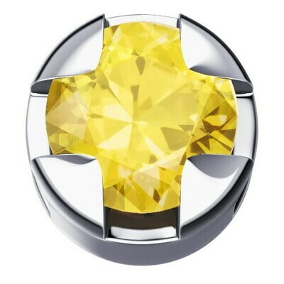 Granetta in oro bianco 18 kt con zaffiro giallo