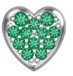 Cuore in oro bianco brunito 18 kt con smeraldi