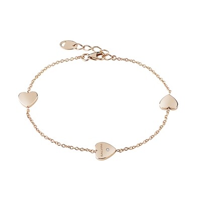 Bracciale con 3 cuori in oro rosa 9 kt