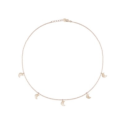 Collier con 5 lune a ciondolo in oro rosa 9 kt