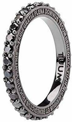Anello TUAMLUX in argento brunito con spinelli neri