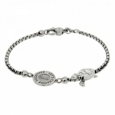 Bracciale in argento brunito con GAIA in argento