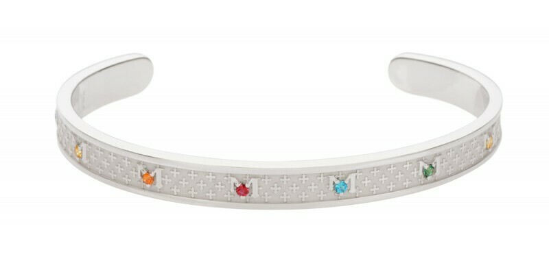 Bracciale DECEM argento rodiato con topazi colorati - large
