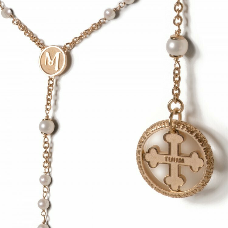 Collana rosario argento T- e perle