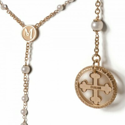 Collana rosario argento T- e perle