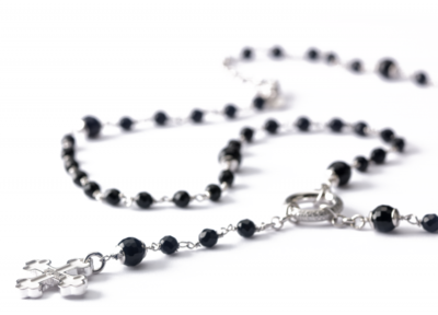 Collana rosario argento e onice nero