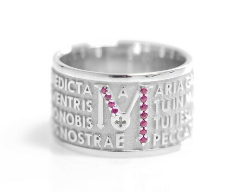 Anello ANIMAE in argento rodiato MATER con rubini