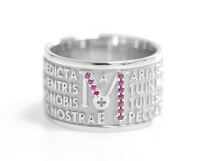 Anello ANIMAE in argento rodiato MATER con rubini