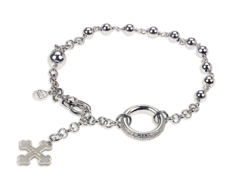 Bracciale rosario in argento rodiato