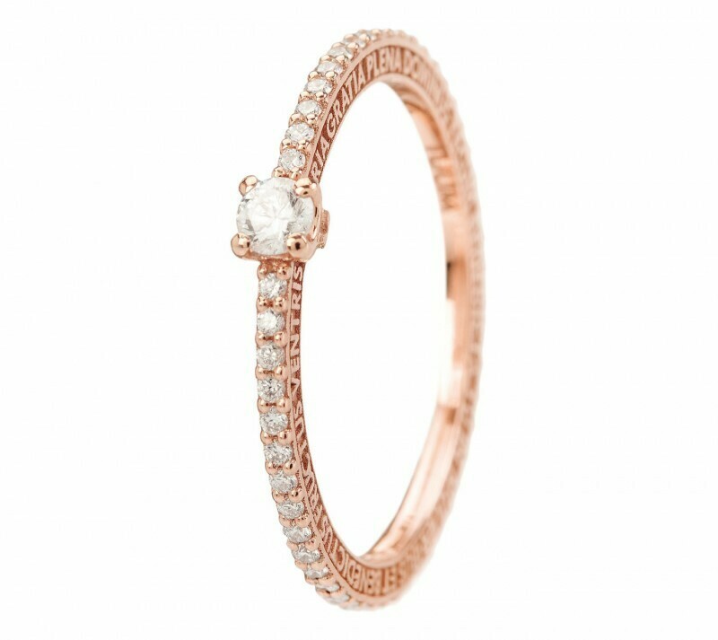 Anello TUAMLUX in oro rosa 18 kt, diamanti e punto luce