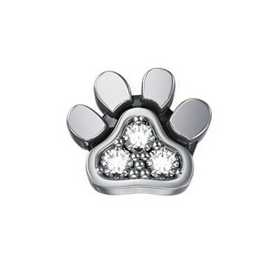 Zampa cane oro bianco 18 kt con pavè