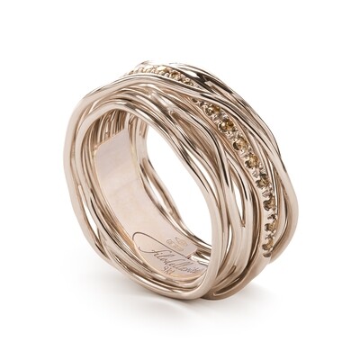 ANELLO 13 FILI IN ORO ROSA 9KT E DIAMANTI MIELE