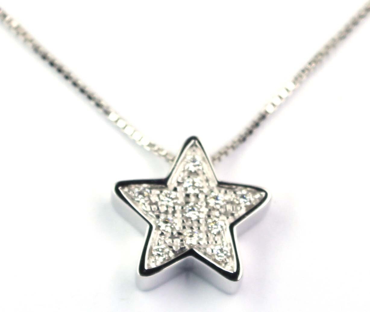 Collier oro bianco 18 kt con stella pavè