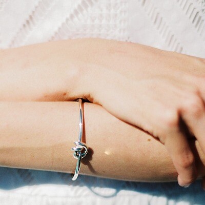 Bracciale Nodi d'Amore semirigido in Argento 925 con catena grande in Argento 925- LARGE