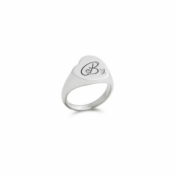 MIGNOLO CUORE OBLIQUO IN ARGENTO 925 CON DIAMANTE