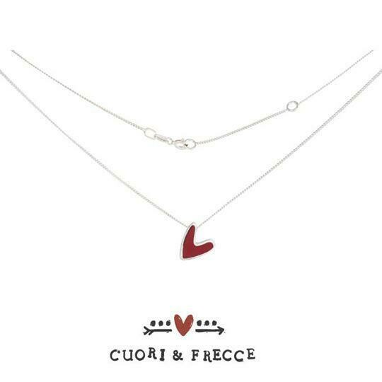 Girocollo in argento 925 con cuore smalto rosso