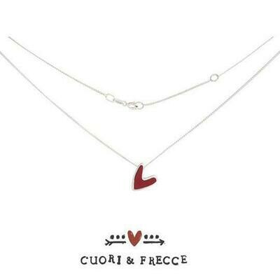 Girocollo in argento 925 con cuore smalto rosso