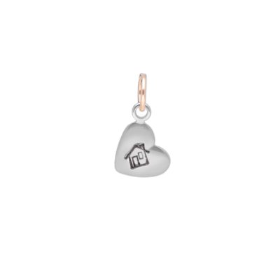 Cuore argento con contromaglia oro rosa 9 kt