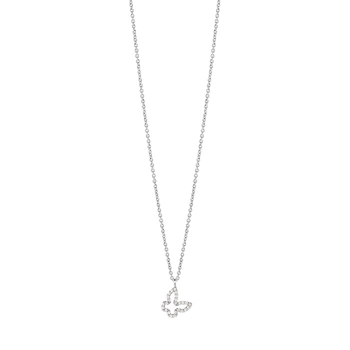 Collier oro bianco 18 kt con farfalla