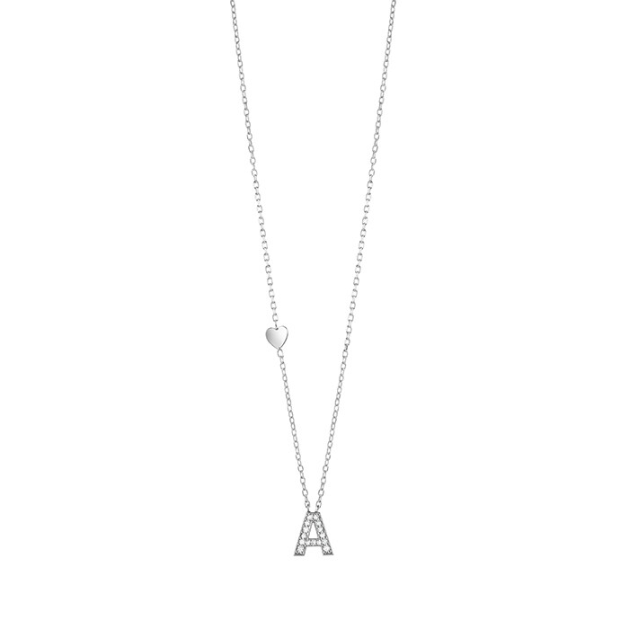 Collier INIZIALE in oro bianco 9 kt e diamanti