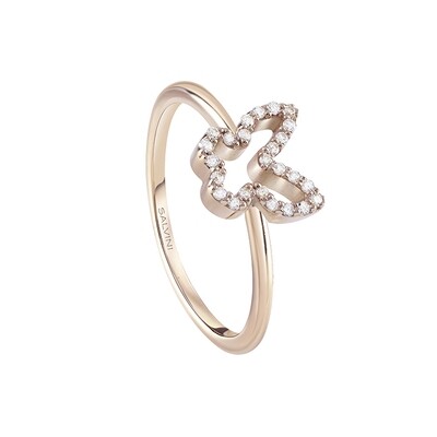 Anello oro rosa 18 kt con farfalla