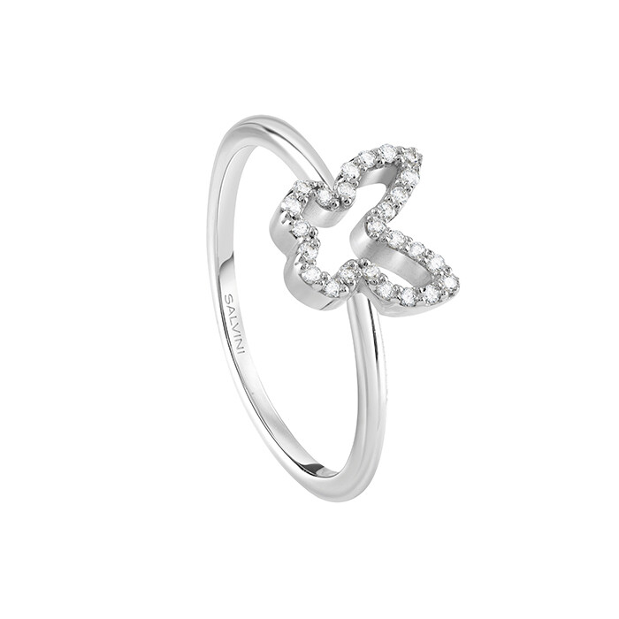 Anello oro bianco 18 kt con farfalla
