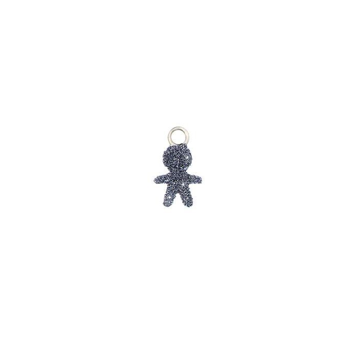 CHARM CON BIMBO IN POLVERE DI DIAMANTI CROMO