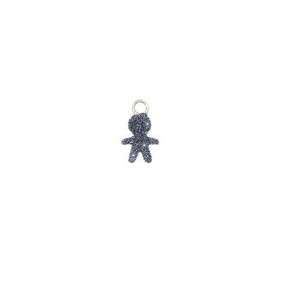 CHARM CON BIMBO IN POLVERE DI DIAMANTI CROMO