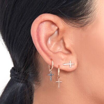 CHARM LUXURY PIERCING CON CROCE IN ORO ROSA