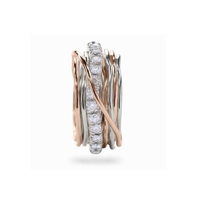 ANELLO PREZIOSO ORO ROSA 9 KT/ARGENTO E DIAMANTI BIANCHI