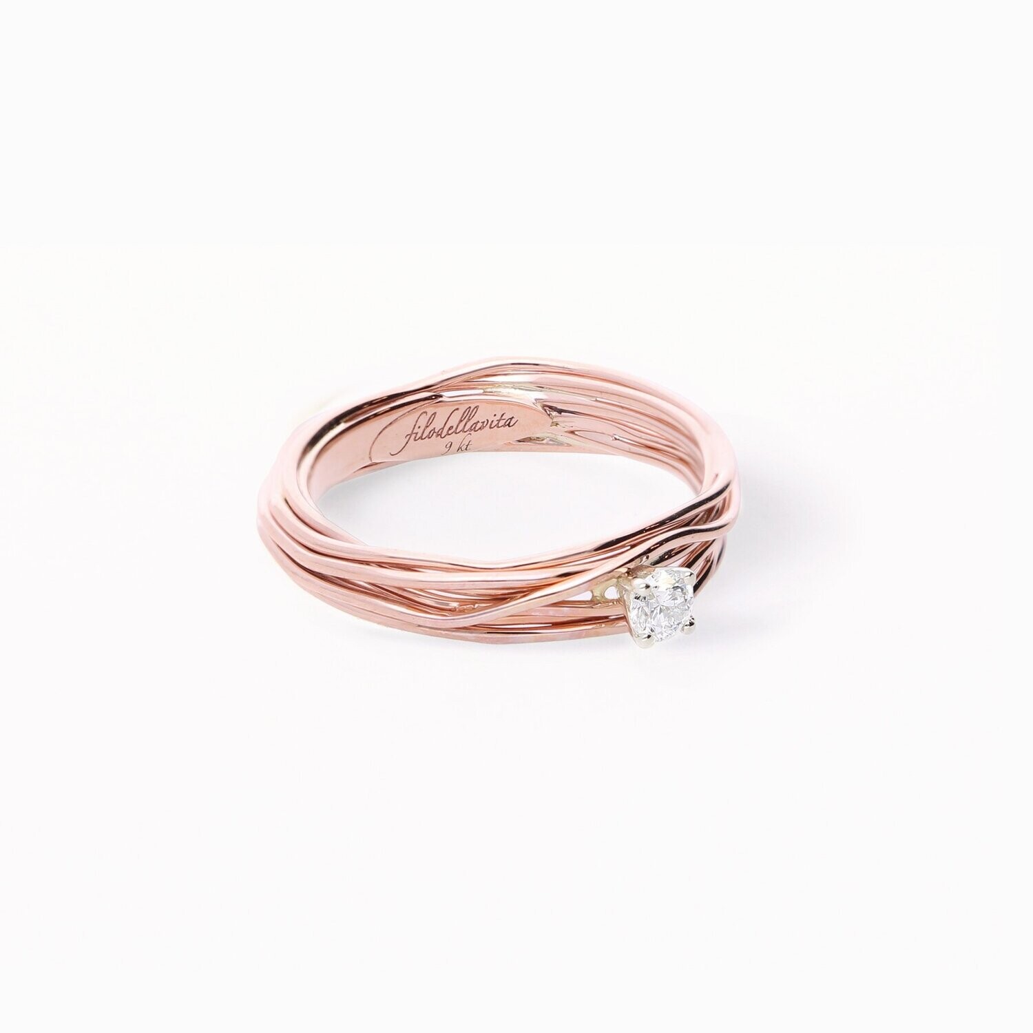 Solitario Oro rosa 9kt - Diamante ct. 0,14 F/VS2