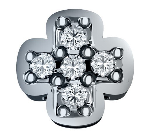 Croce oro bianco 18 kt con pavè