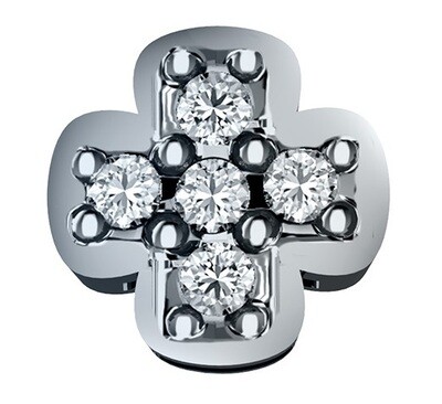 Croce oro bianco 18 kt con pavè