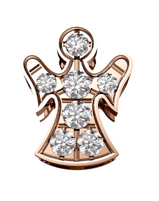 Angelo grande oro rosa 18 kt con diamanti ct. 0,02