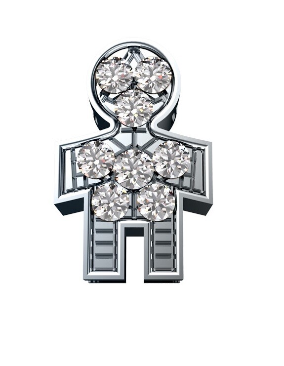 Adulto uomo oro bianco 18 kt PAVE&#39;