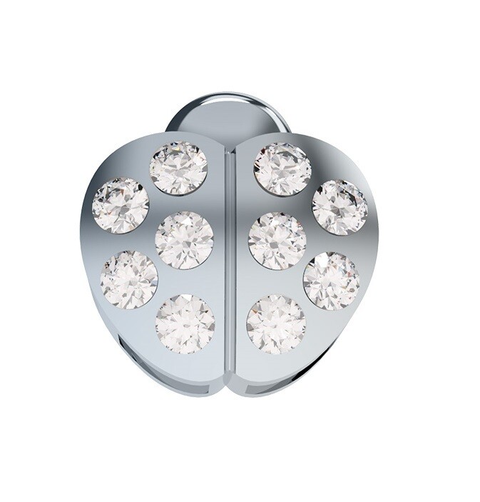 Coccinella in oro bianco 18 kt con pavè