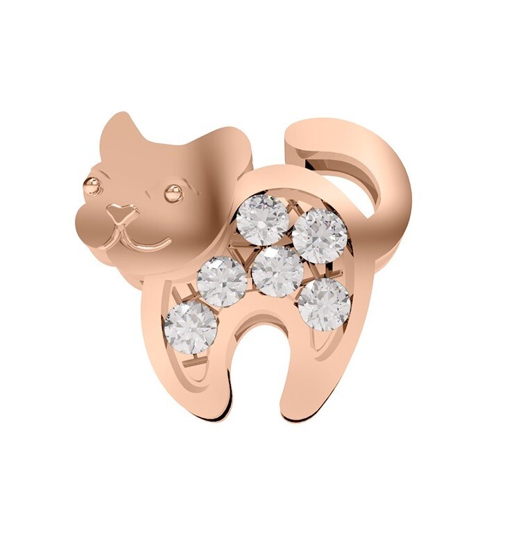 Gatto oro rosa 18 kt con pavè