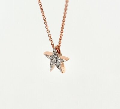 Girocollo in oro rosa 9 kt con stella con pavè di diamanti