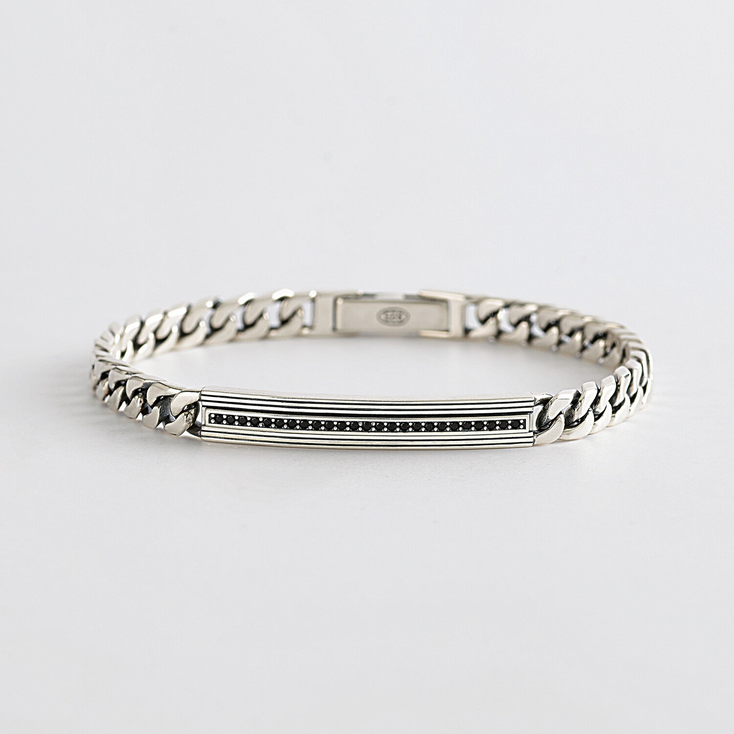 BRACCIALE GROUMETTE CON PIASTRA E ZIRCONI NERI