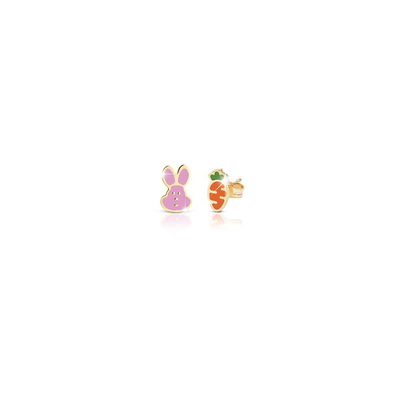 Orecchini in oro giallo 9kt con coniglietto e carota