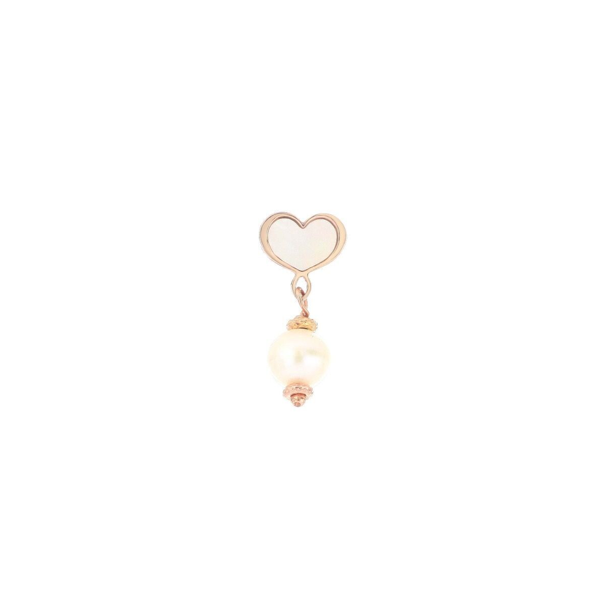 ORECCHINO PERLA BIANCA CUORE MAMAN ROSA
