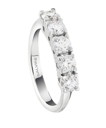 Anello &quot;Battito&quot; 5 diamanti