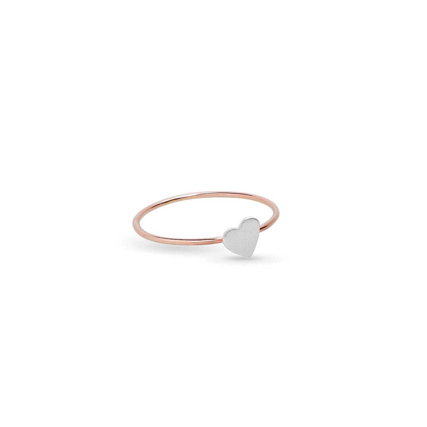ANELLO CUPIDO IN ORO ROSA 9KT CON CUORE ARGENTO
