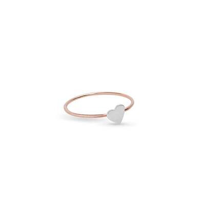 ANELLO CUPIDO IN ORO ROSA 9KT CON CUORE ARGENTO