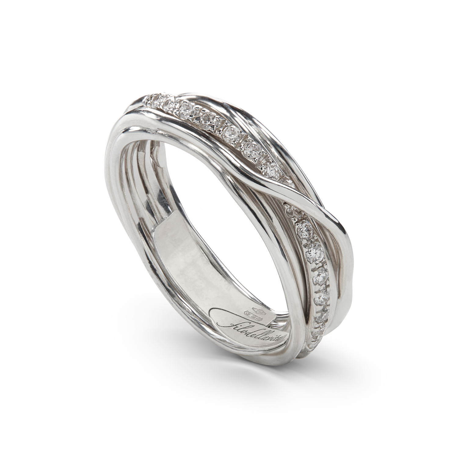 ANELLO FILODELLAVITA CLASSIC 7 FILI IN ARGENTO E DIAMANTI BIANCHI