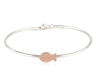 Bracciale in argento con pesce in oro 9 kt